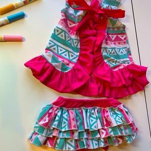 Open back, ruffle butt, top tie and rompers.